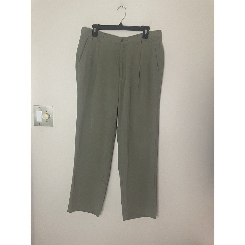 Tommy Bahama Men’s SILK Dress Pants Green Summer Resort Wear  34 X 29